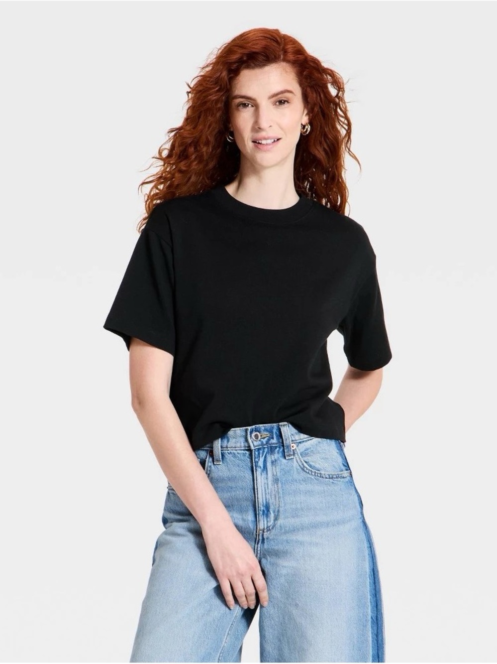 Universal Thread Black Crewneck Short Sleeve Tee - Classic Fit b141s